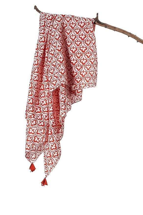 81OOgBuU3RL._SY879_.jpg Sofir Stylish Girls Cotton printed Scarf, 100x100 Cm Square Size,100% Cotton Scarf - Image 1