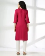 Women Straight Kurta with Embellished Yoke - Image 3