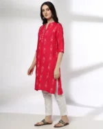 Women Floral Print Straight Kurta with Insert Pocket - Image 4