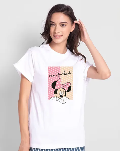 473Wx593H-463470883-white-MODEL.webp Women's Disney Minnie One Of A Kind Graphic Printed Boyfriend T-shirt - Image 1