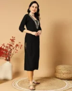 Women Embroidered Straight Kurta - Image 2